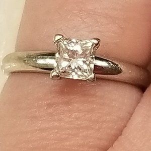 RARE GIA MAYORS BIRKS .52 PRINCESS NATURAL DIAMOND WEDDING ENGAGEMENT RING BAND
